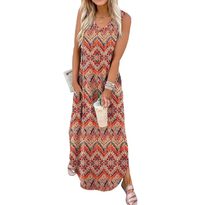 Solange™ | Breezy bloemen pocket maxi jurk