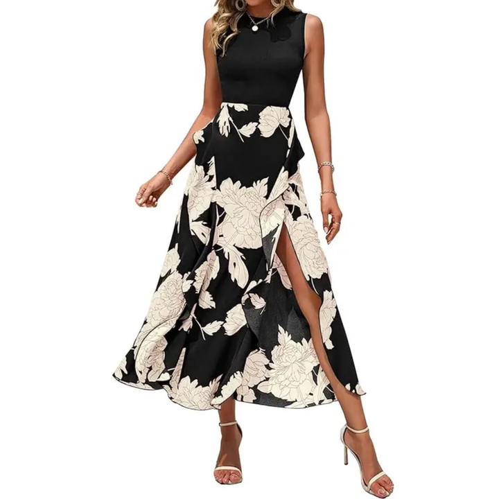 Lottie™ | Boho bloemen ruffle midi jurk