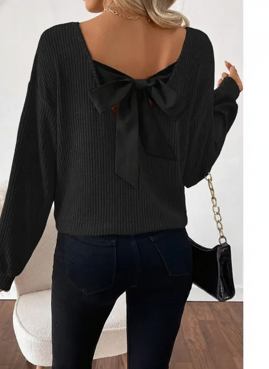 Taylor™ | Dames casual loose fit t-shirt back bow design