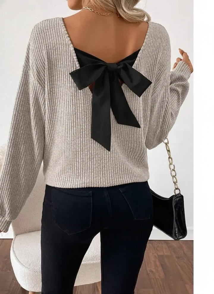 Taylor™ | Dames casual loose fit t-shirt back bow design