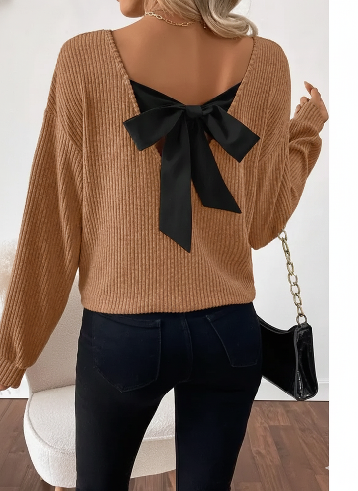Taylor™ | Dames casual loose fit t-shirt back bow design