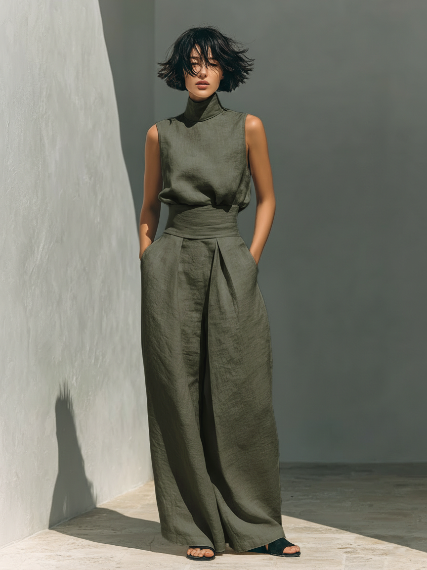 Desiree | Minimalist tanktop & wide-leg broek set