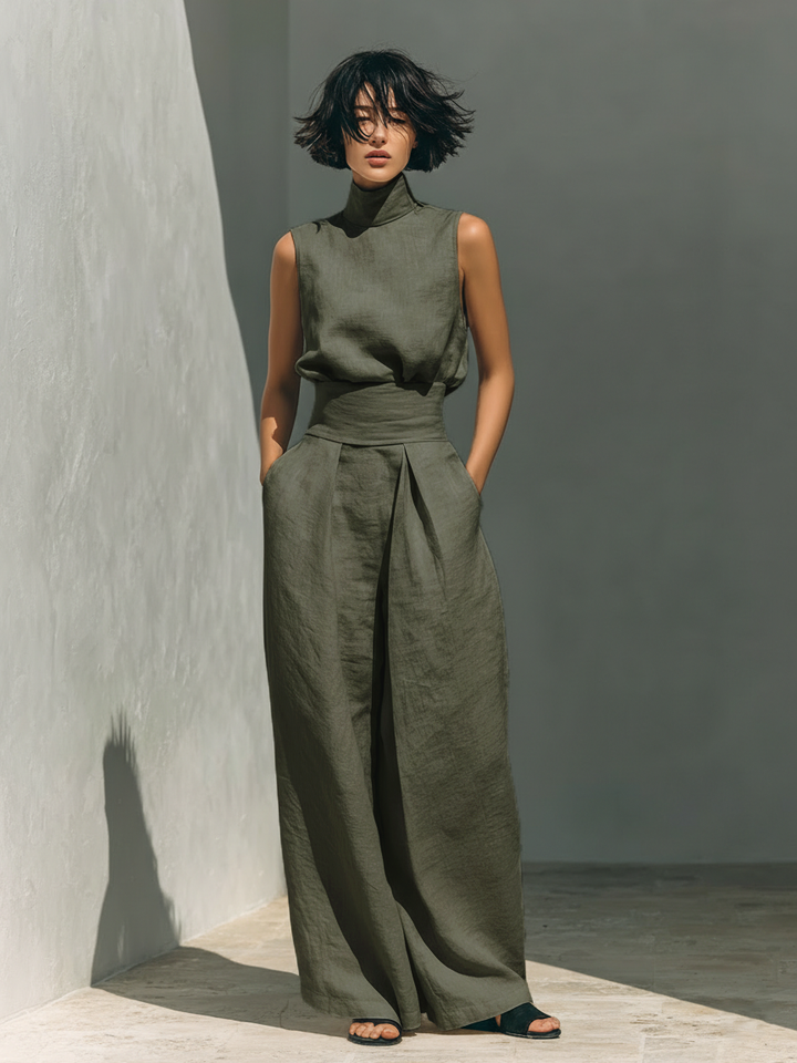 Desiree | Minimalist tanktop & wide-leg broek set