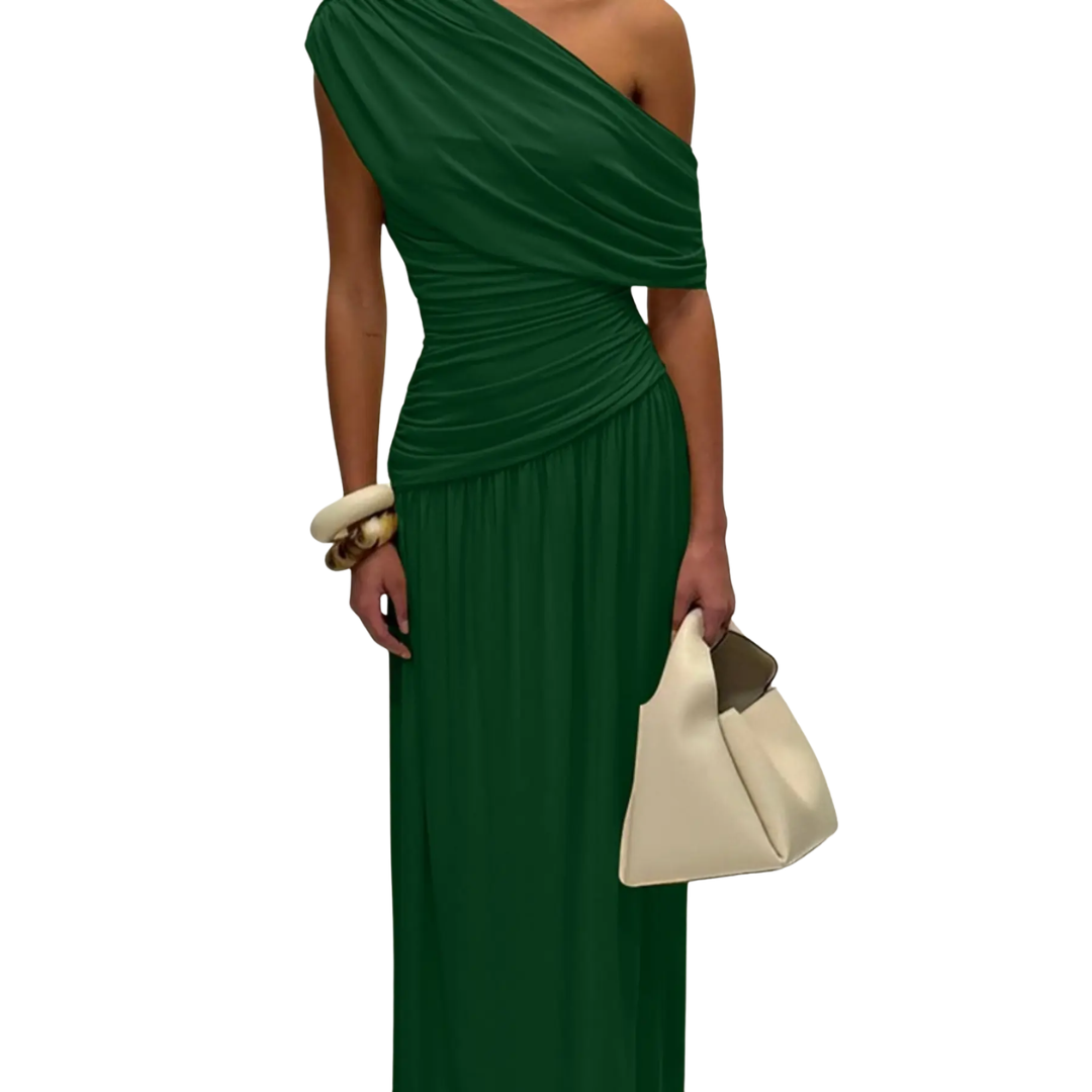 Celina™ | Sexy asymmetric pleated midi jurk