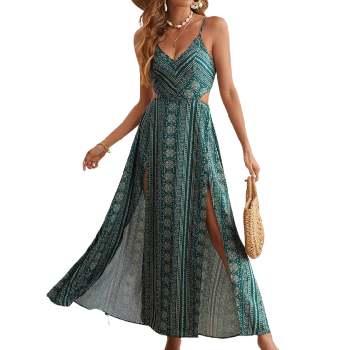 Zara™ | Boho print backless slit jurk