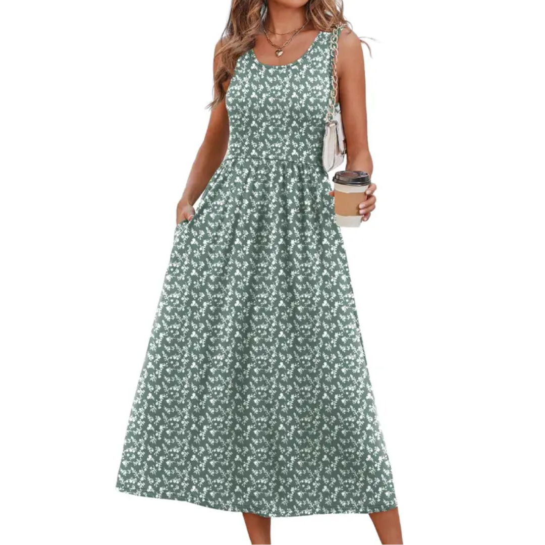 Temperance™ | Boho halter neck soepel vallende midi jurk