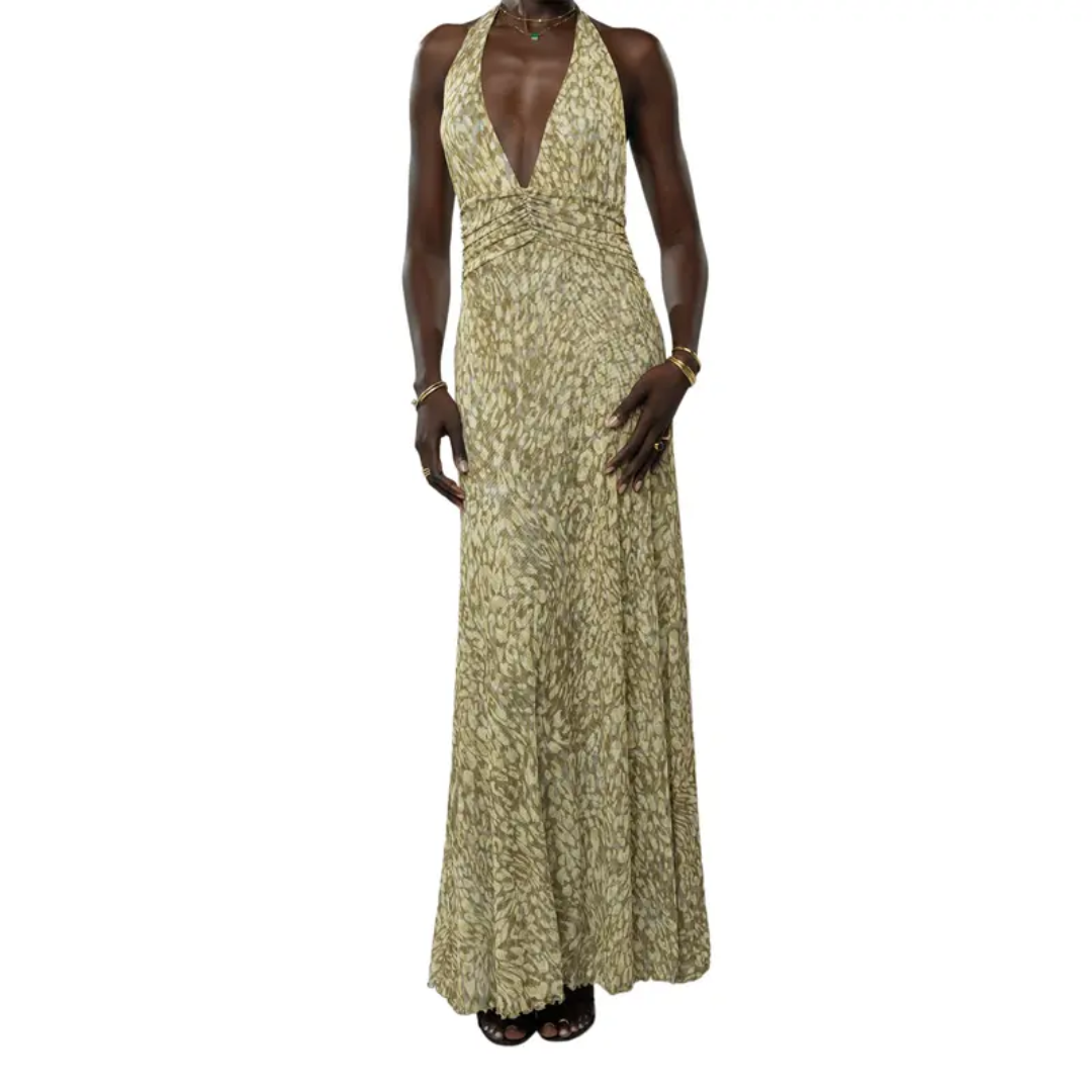 Loralei™ | Bloemen halter backless maxi jurk