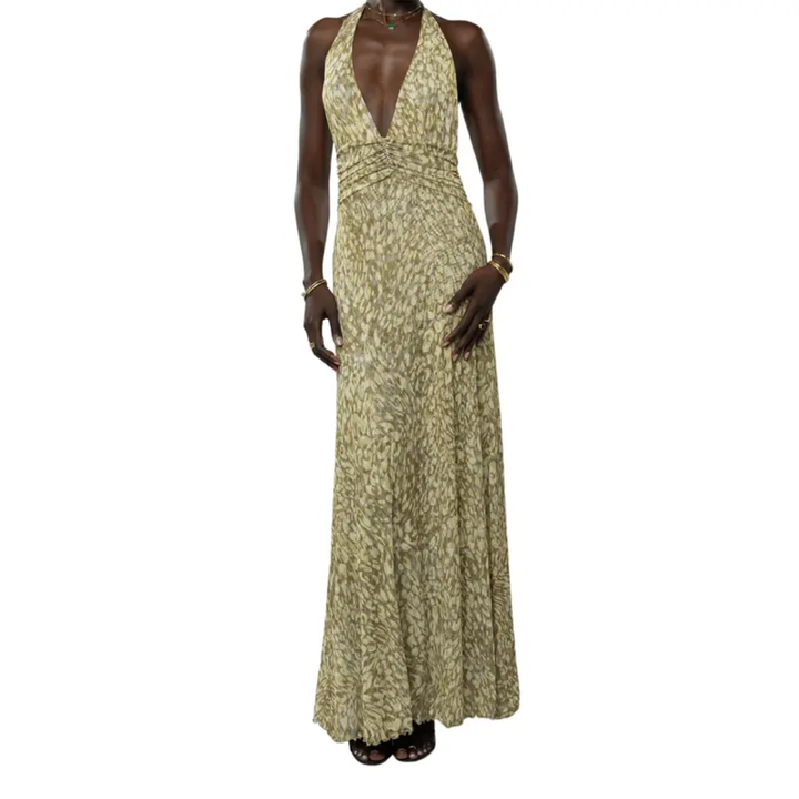 Loralei™ | Bloemen halter backless maxi jurk
