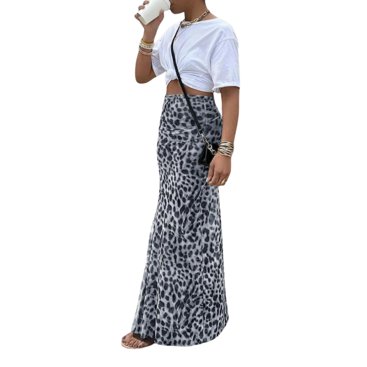 Thora™ | Wild leopard print fishtail midi rok