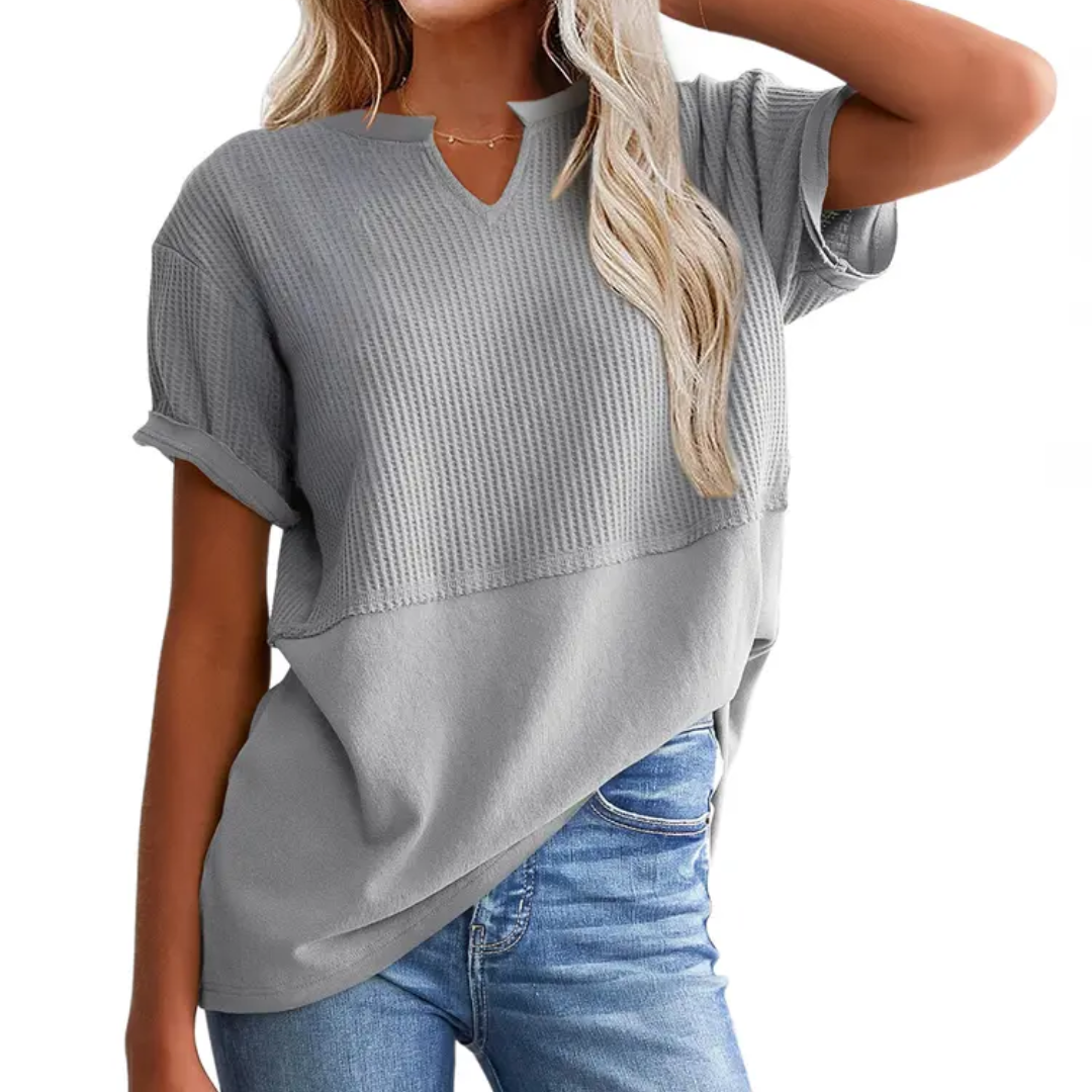 Gracie™ | Cozy waffle knit top met V-hals