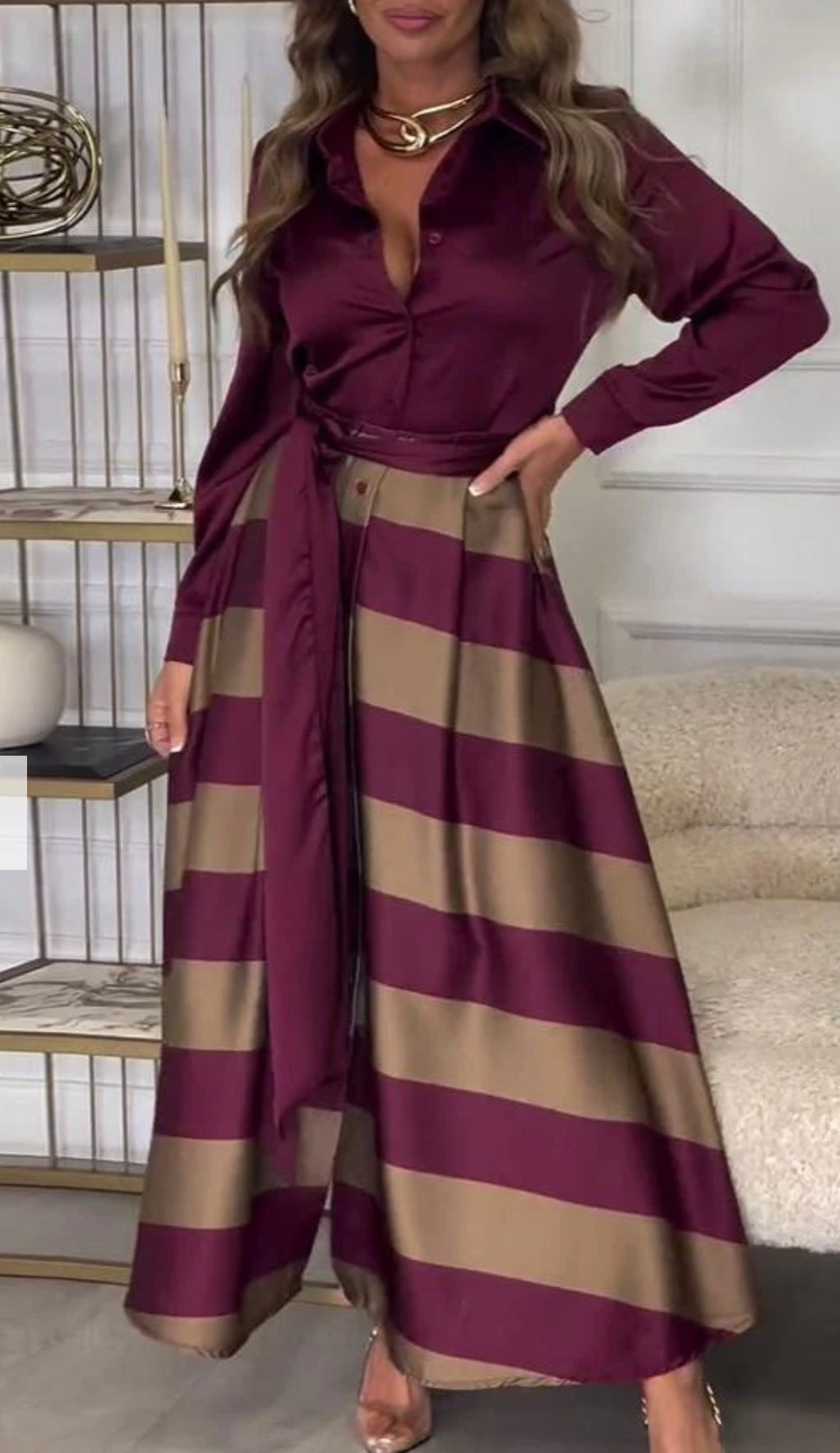 Calista™ | Satin stripe jurk