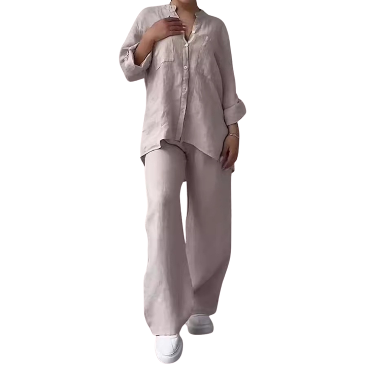 Halcyon™ | Relaxte linen shirt & wide-leg broek set