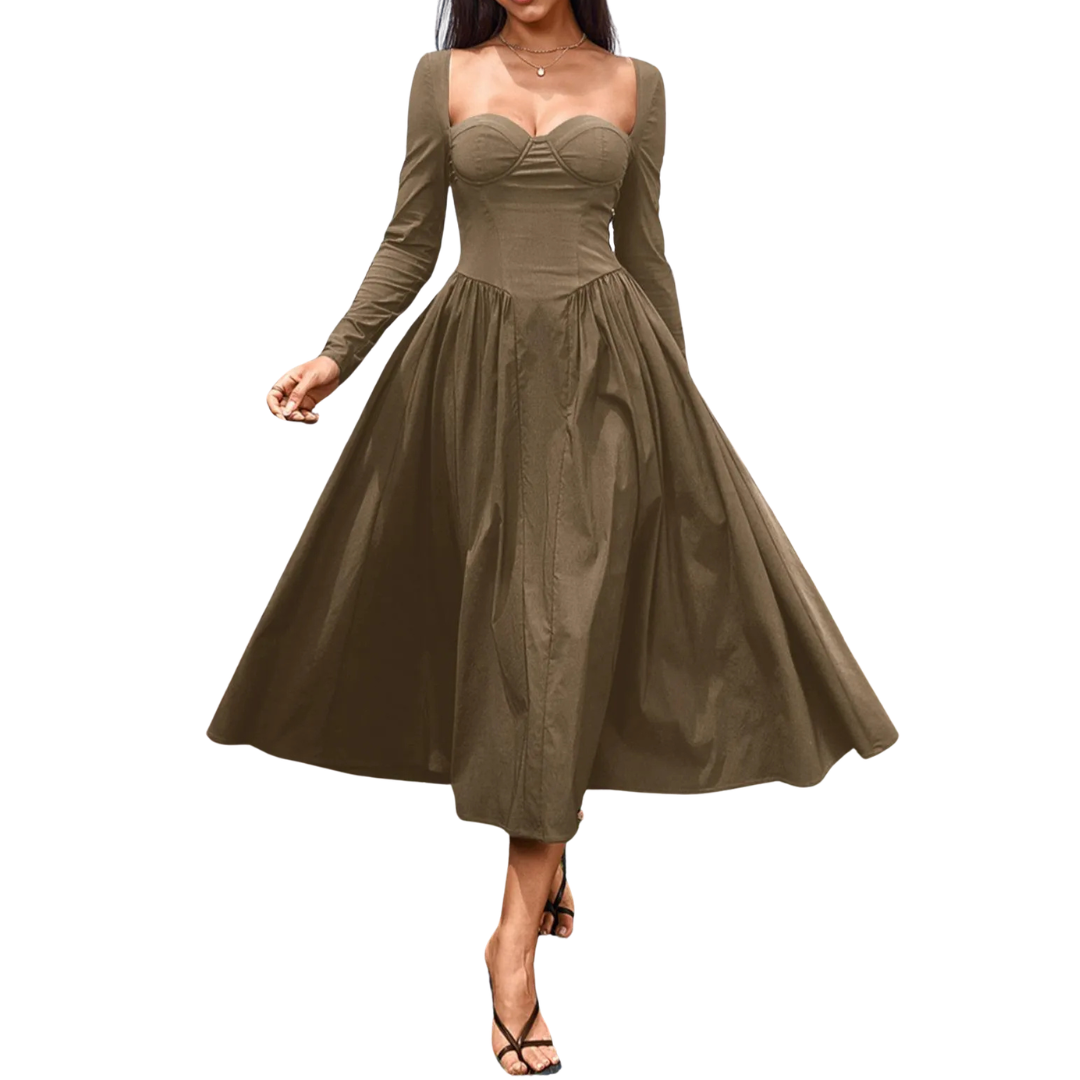 Nicolette™ | Sexy open-back pleated midi jurk