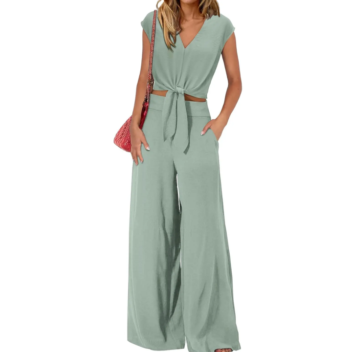 Lena™ | Breezy V-hals wide-leg set