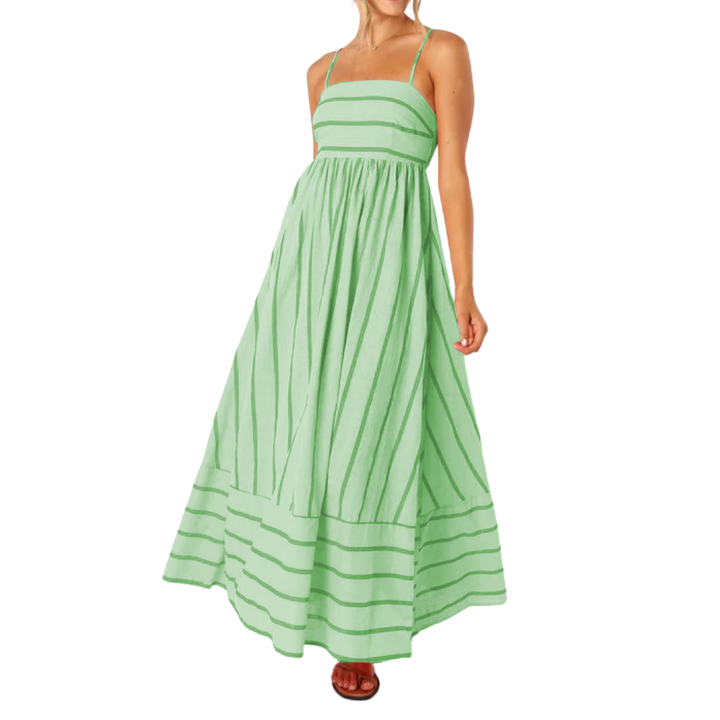 Lavelle™ | Gestreepte spaghetti strap swing maxi jurk