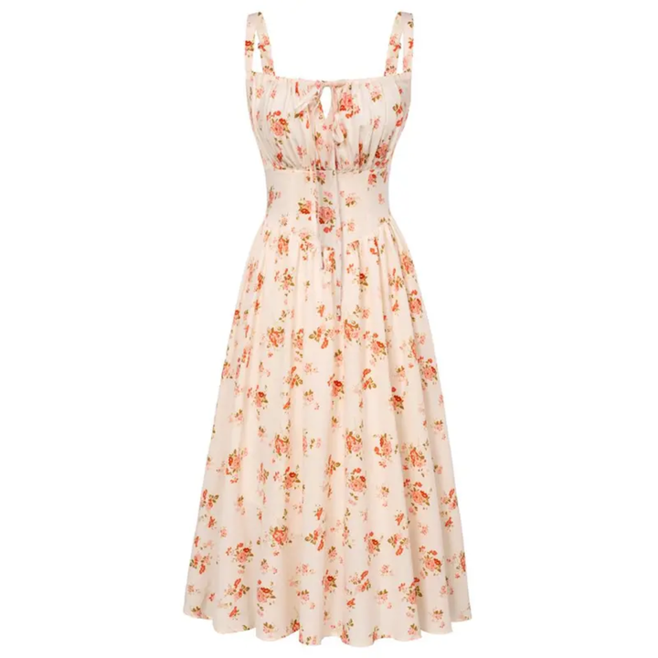 Maren™ | Bloemen print tie-waist midi jurk