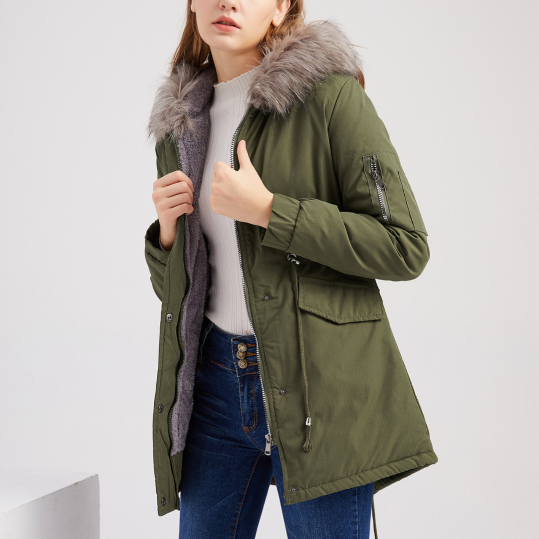 Marina™ | Warm parka met fluwelen details