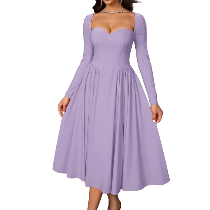 Nicolette™ | Sexy open-back pleated midi jurk