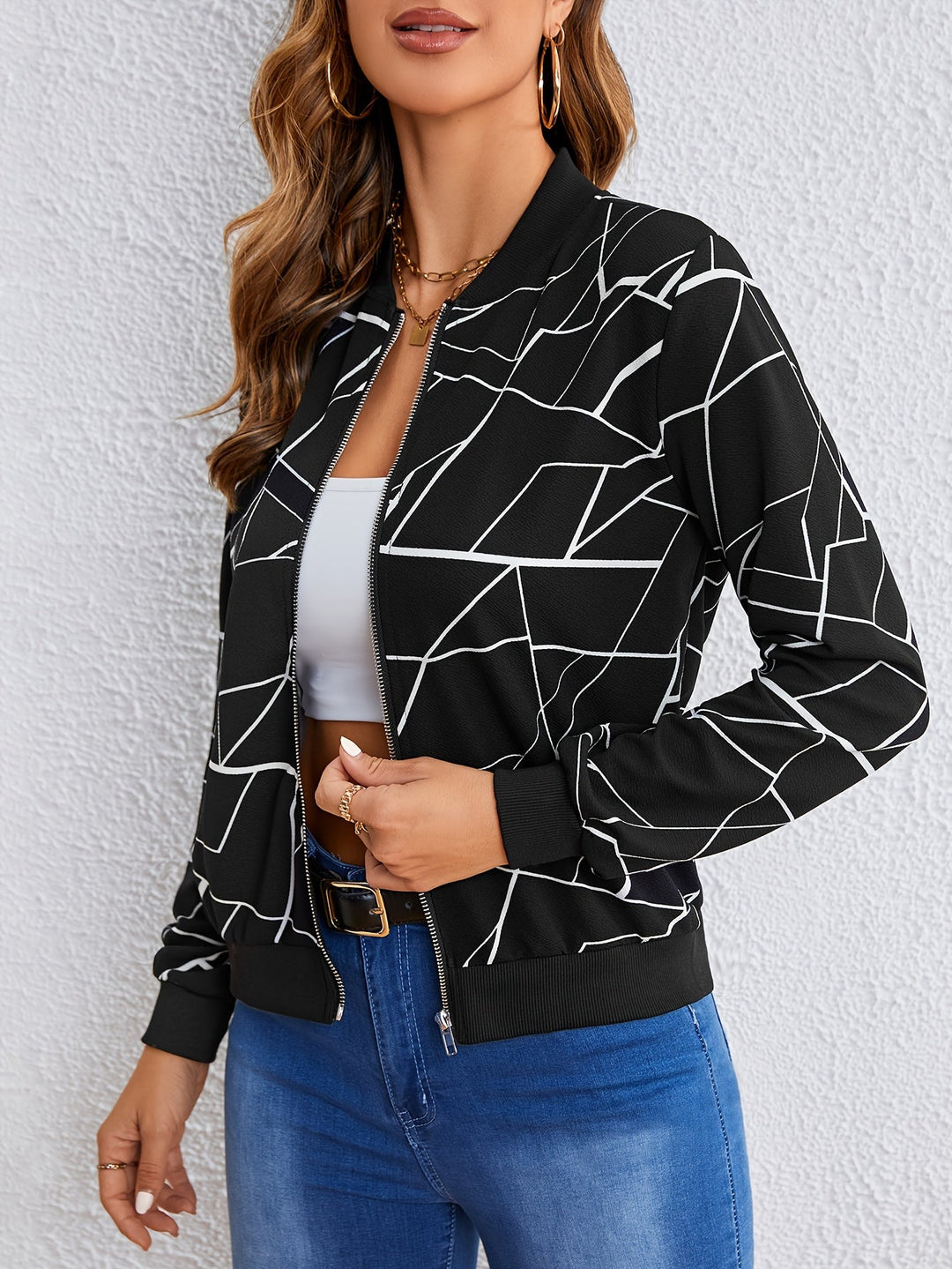 Mila™ | Artistic jas met patroon en rits