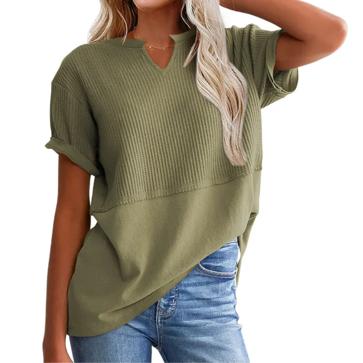 Gracie™ | Cozy waffle knit top met V-hals