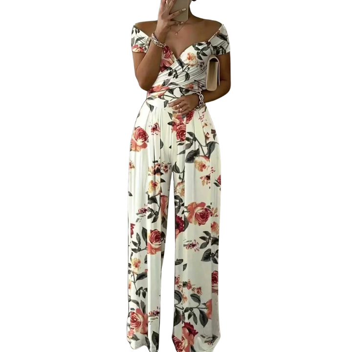Chyna™ | Bloemen off shoulder wrap jumpsuit