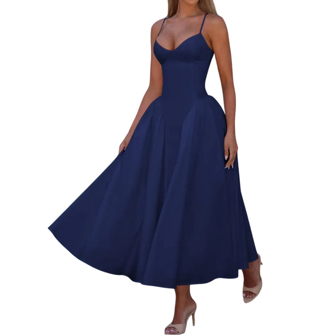 Genevre™ | Zonder mouwen waist-cinched maxi jurk