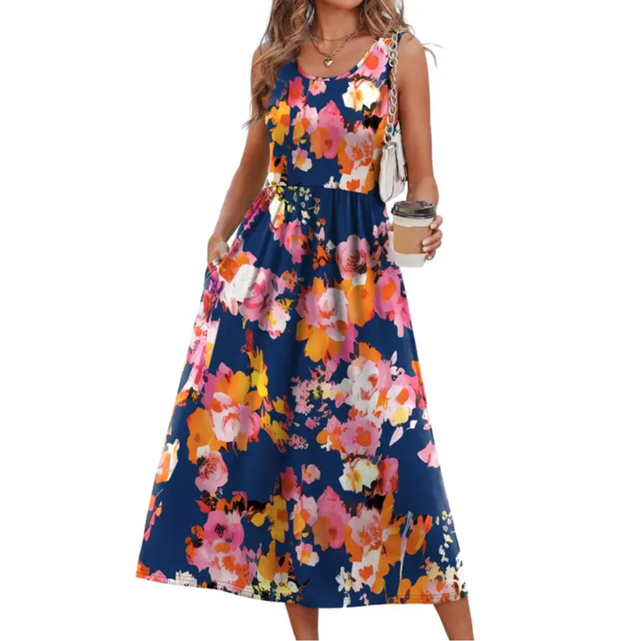 Temperance™ | Boho halter neck soepel vallende midi jurk
