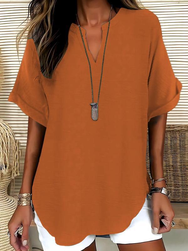 Genneva™ | Casual plain short sleeve blouse