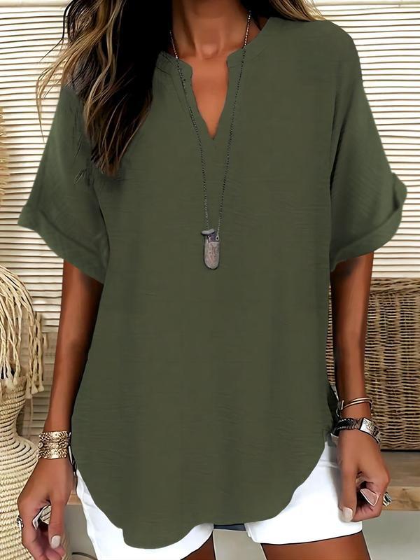 Genneva™ | Casual plain short sleeve blouse