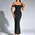 Valentini™ | Chique off-shoulder ruched mermaid avondjurk
