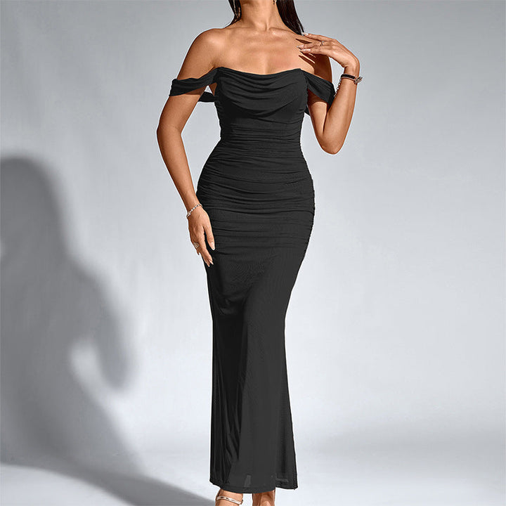 Valentini™ | Chique off-shoulder ruched mermaid avondjurk