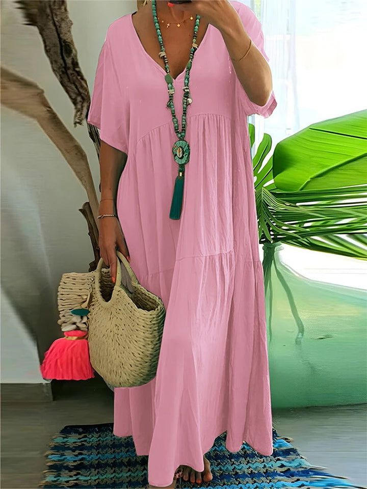 Linnea™ | Zachte ruffle maxi jurk met V-hals