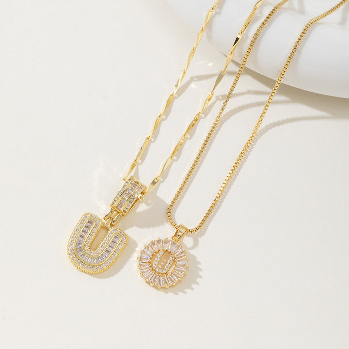Aisha™ | Elegante 2-pack initial letter pendant necklaces