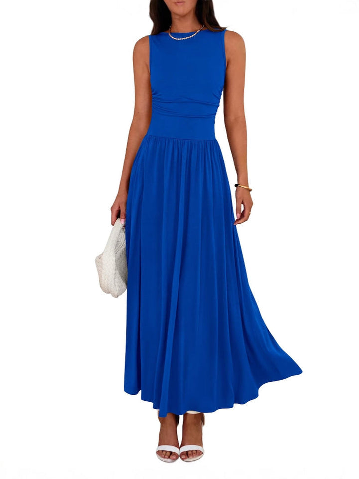 Emmie™- chique zonder mouwen ruched high-waisted maxi jurk