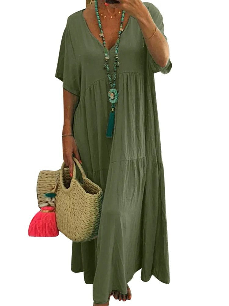 Linnea™ | Zachte ruffle maxi jurk met V-hals