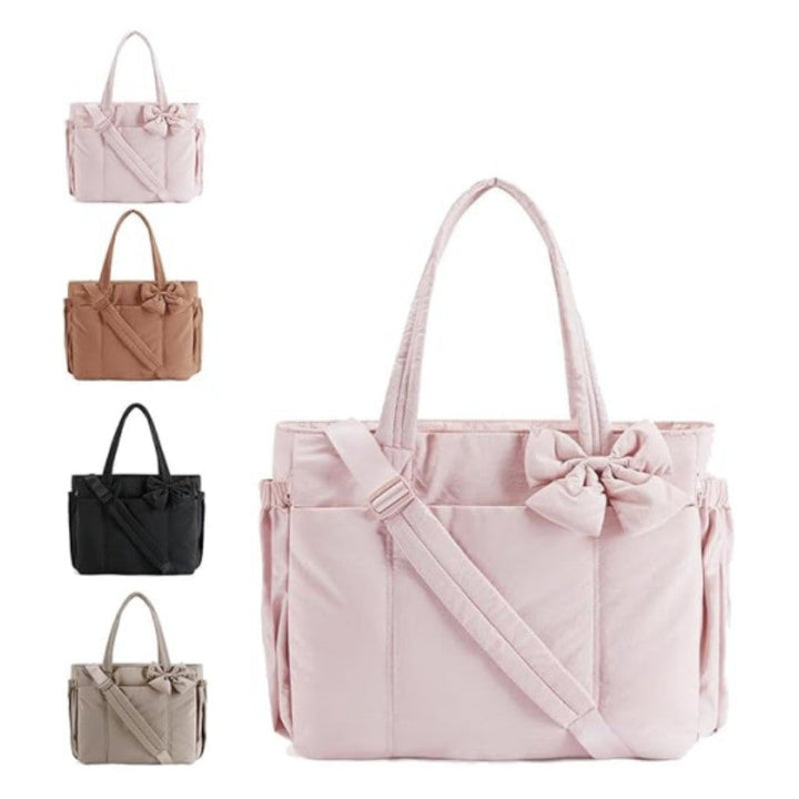 Marva™ | Dames crush bow compact shopper cute puffy handtas