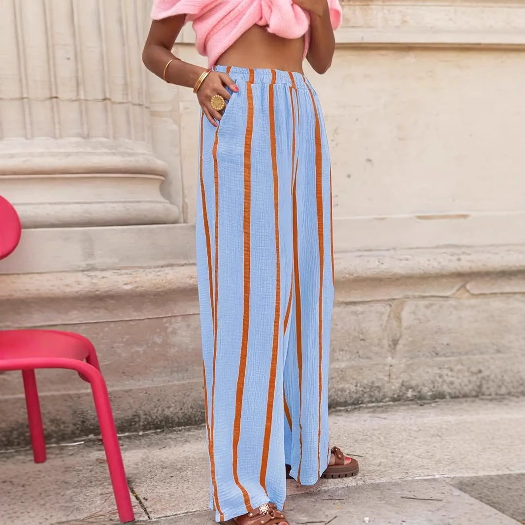 Charo™ | Comfy gestreepte wide-leg lounge broek