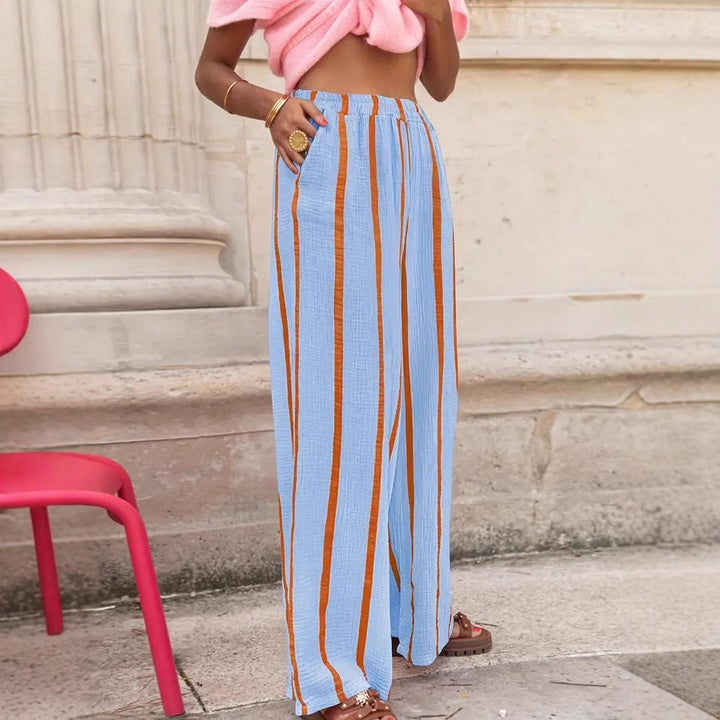 Charo™ | Comfy gestreepte wide-leg lounge broek