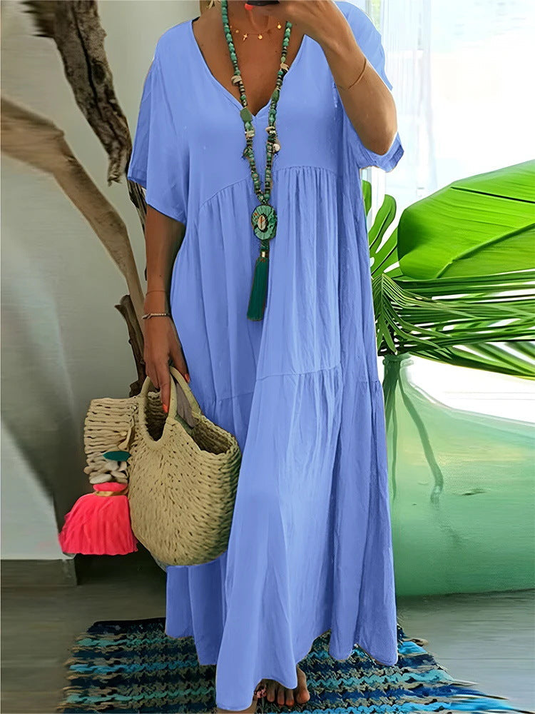Linnea™ | Zachte ruffle maxi jurk met V-hals