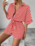 Candida™ | Casual gestreepte tie-front summer playsuit