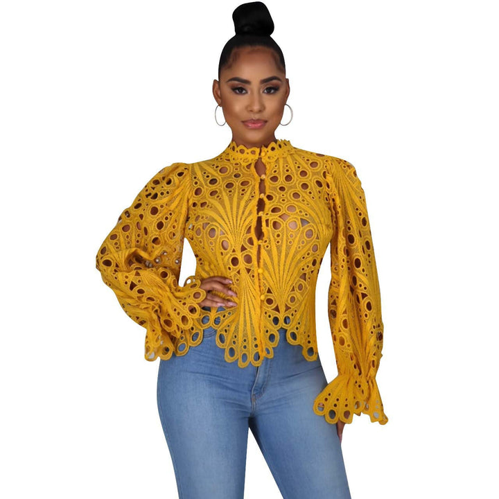 Isali™ | Chique asymmetrical flounce sleeve blouse