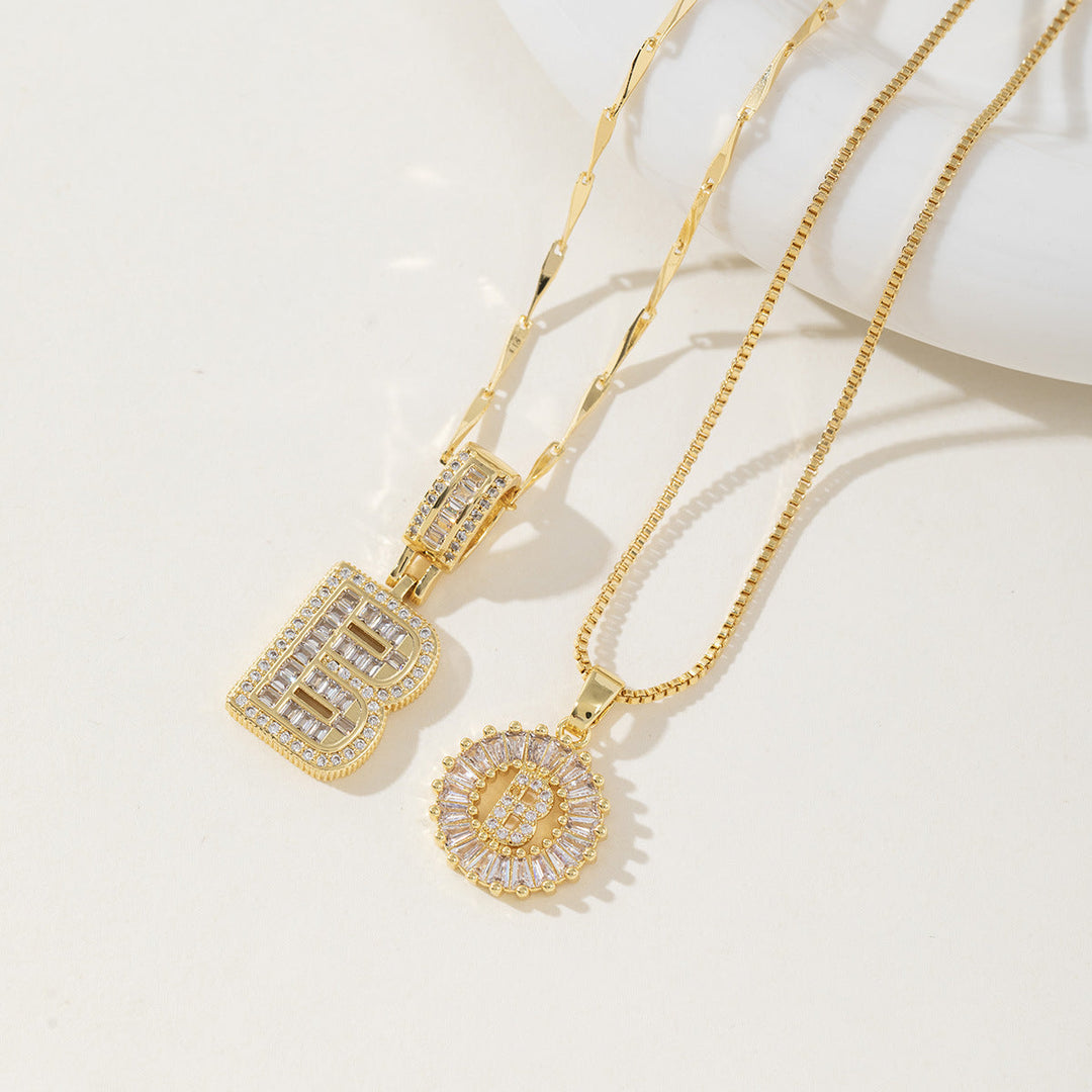 Aisha™ | Elegante 2-pack initial letter pendant necklaces