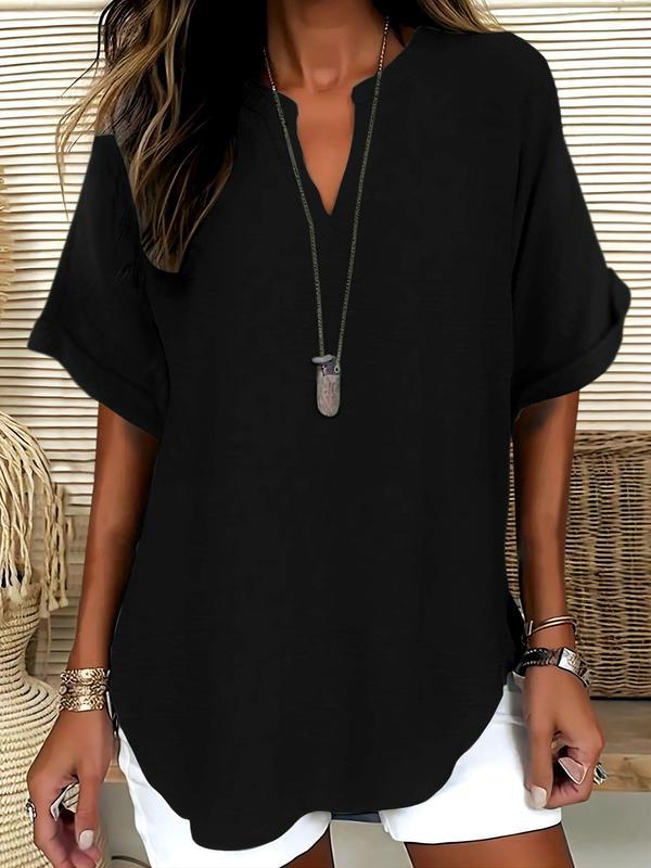 Genneva™ | Casual plain short sleeve blouse