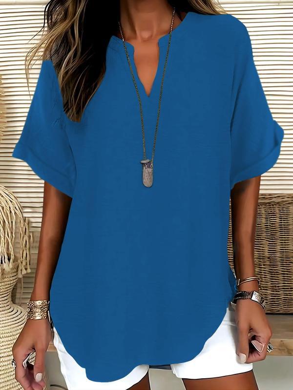 Genneva™ | Casual plain short sleeve blouse