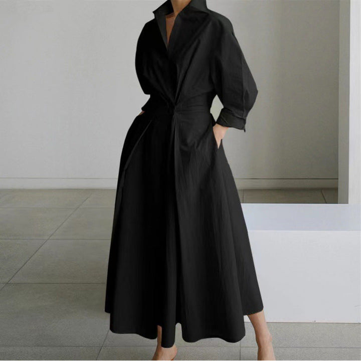 Sofer™ | Elegante front wrap collared maxi jurk