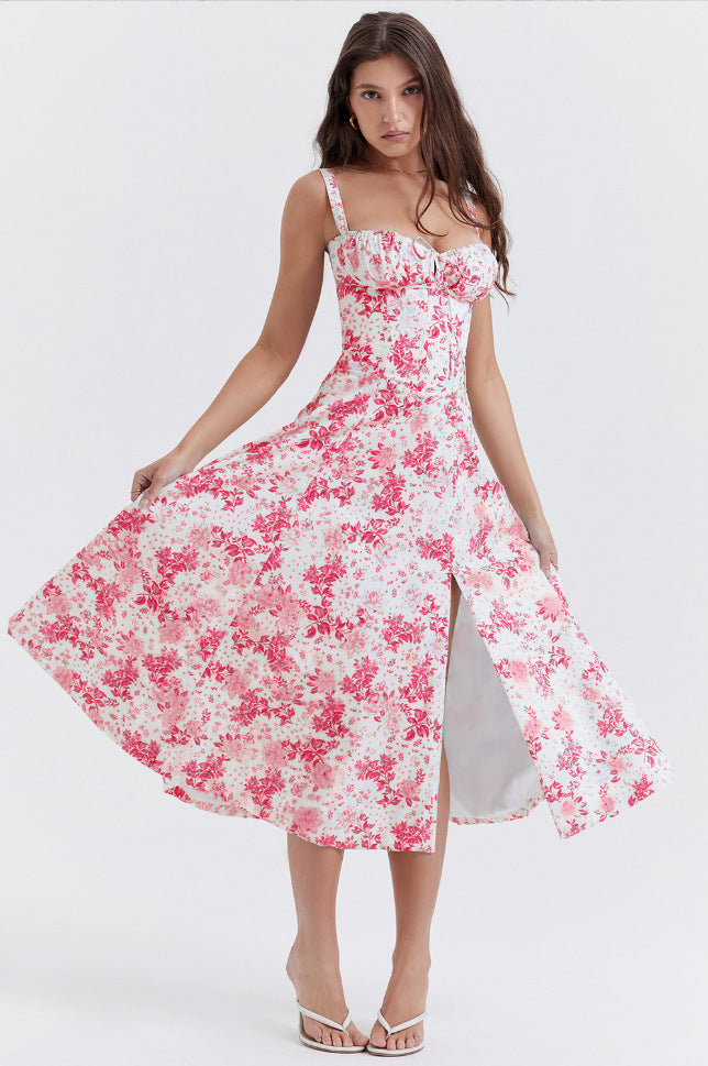 Oprah™ | Casual lace-up square neck midi jurk