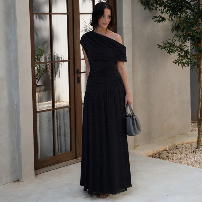 Kawali™ | Elegante one shoulder evening maxi jurk