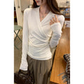 Nica™ | Simple surplice lange mouwen top medium length
