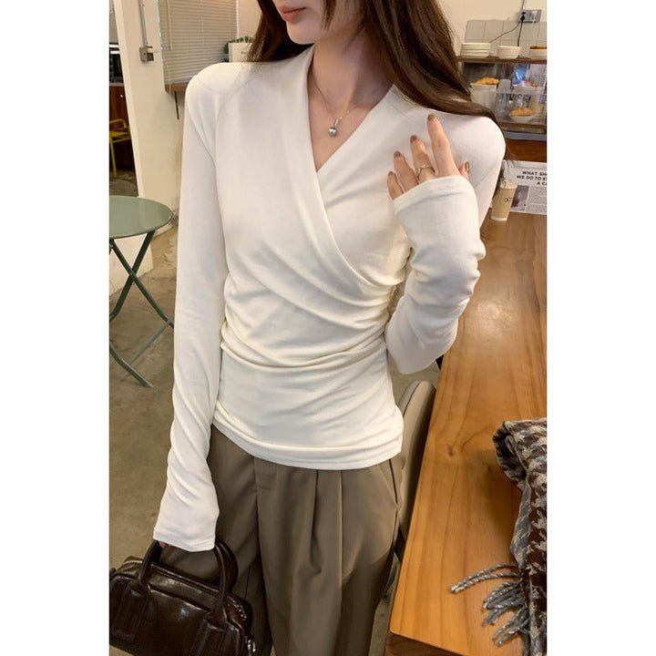 Nica™ | Simple surplice lange mouwen top medium length