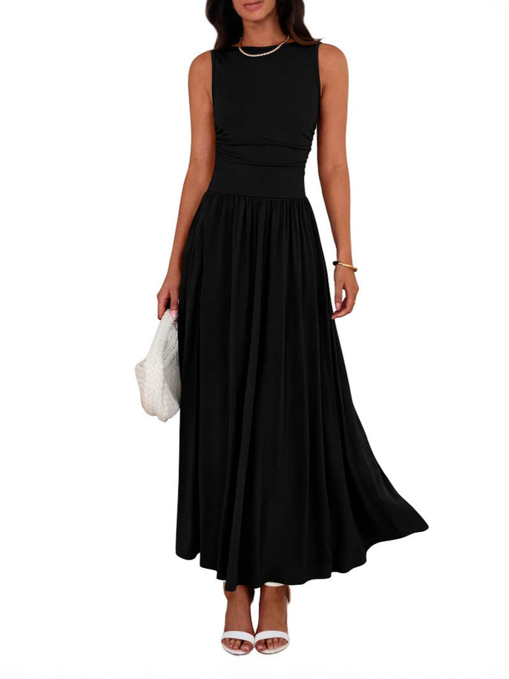Emmie™- chique zonder mouwen ruched high-waisted maxi jurk